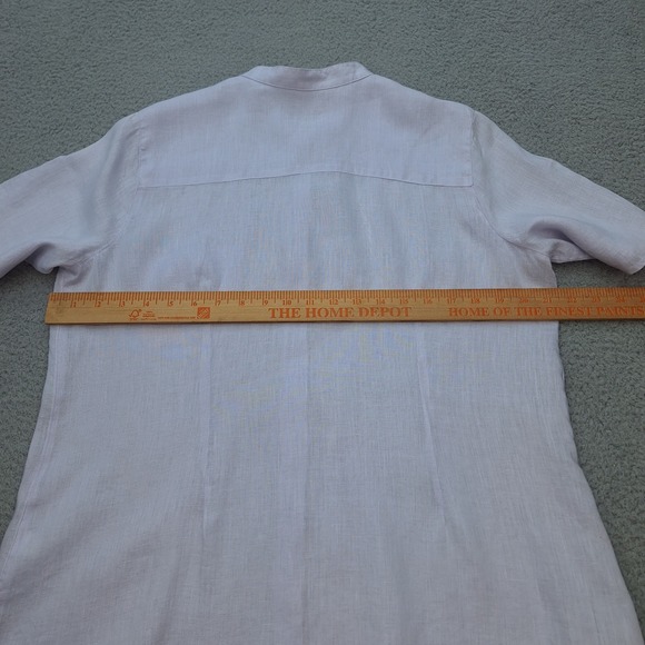 J‎ Jill Shirt Womens Medium Lavender Linen Band Collar Short Sleeve Button Up - Picture 4 of 10